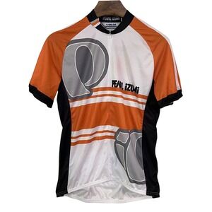 Pearl Izumi Men Cycling Jersey Orange White Short Sleeve 1/2 Zip Road Biking XL